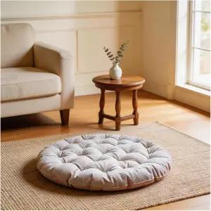 ZUODGGG 대형 린넨 바닥 쿠션 둥근 이불 베개 일본식 터프트 명상 요가 소파 발코니 패드에 앉을 수