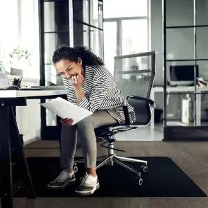 플로텍스 어드밴티지 매트 의자 48인치 x 60인치 저파일 카펫 검은색 비닐(FR114860LEBV)용으로