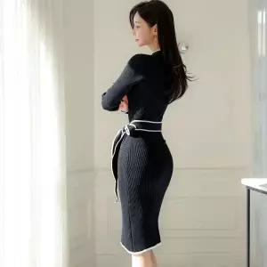 원피스 니트 봄 여자스커트 스트링 힙시트 원템1