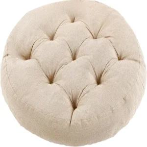 LYLNBYWK 명상 바닥 베개 원형 쿠션 요가 다다미 거실용 버튼 터프트 시트 베이지 22 x 4인치