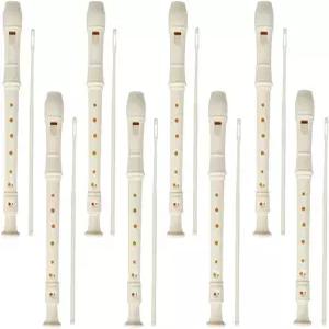 초보자를 위한 12피스 8홀 디센트 소프라노 레코더 청소봉이 있는 플라스틱 음악 악기 플루트