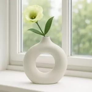 루미 도자기 인테리어 꽃병 23.5x21cm 베이지다용도화병 미니 도꽂이 용품 소품 유럽감성