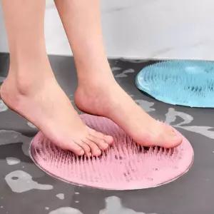 흡착식 원형 발브러쉬 등밀이 겸용 욕실 발매트 편안한 발씻기 매트