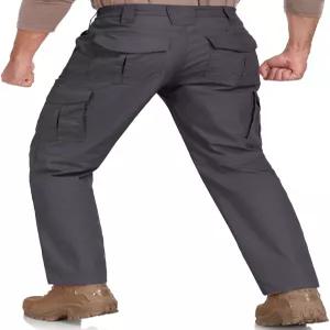 GAXIDES 남성용 전술 바지 등산 직장 캠핑 낚시를 위한 9개의 포켓이 있는 방수 찢김 방지 카고 바지.