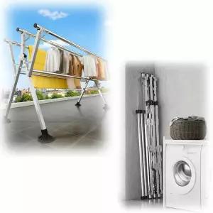접이식 UXA598T7 대형 이불 빨래 건조대 아파트 원룸 자취생 베란다 발코니 옥상 이동식 길이조절 스텐 빨