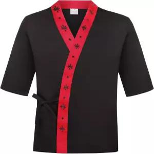 3/4 소매 스시 셰프 코트 블랙 일식 재킷 기모노 레스토랑 유니폼