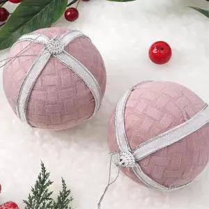 핑크블라썸 장식볼 2P 10cm 화이트라인 크리스마스 트리 오너먼트 소품악세사리 트리볼 성탄절