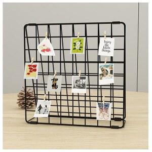 BEKMLOD 사진 디스플레이 랙, 노트 양면 금속 데스크 관리자, 20개의 나무 클립, 검은색