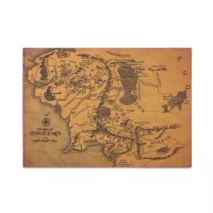 중간 지구 벽 예술 포스터 지도 14 x 20 인치 액자 없는 빈티지 스타일 크래프트 종이 프린트