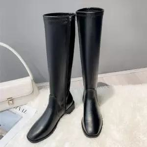 베이직 블랙 롱부츠 슬림핏 기모 낮은굽부츠 낮은 스커트 라이더 스킨 코디 발편한 신기편한 슬림 여성겨울