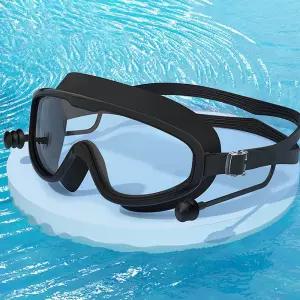 수경 와이드 고글 물놀이 귀마개 블랙 물안경 일체 란달작