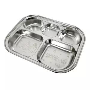 어몽어스 겹쳐지는 스텐 식판 5구 어린이이유식식판 아기 이그릇 식기 간식 세트 키즈 어린이집 유치원