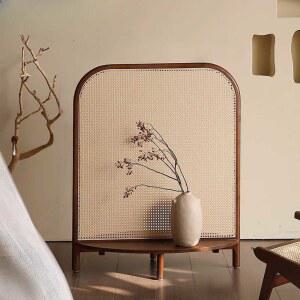 라탄 우드 파티션 베란다 1m 월넛색 레트로 스크린 인테리어 접이식파티션 체리색