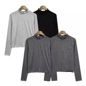 [의류] 답답하지 않은 여자 프릴 목폴라 긴소매 티