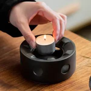 힐링타임 도자기 티워머(블랙) 용기 포트온열 허브차 녹차 다과