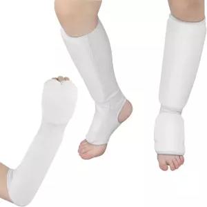 코지파워 2쌍 신스텝 가드와 주먹 팔뚝 스파링 태권도 화이트 풋 보호 장비 보호대 손 패딩 팔 소매 무술