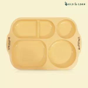 f에코인콘 옥수수 식판 아기 유아식기 어린이에식판 나눔 식사접시 아동 유아용 아동용