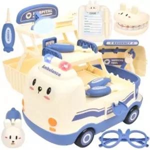 토끼 변신 자동차 치과 병원놀이 세트 파랑 rx-851b 구급차 양치 어린이집 유치원 교재 교구 동물 진료 진