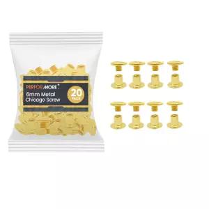 시카고 나사 포스트 바인딩 20팩 스크랩북 사진 앨범 가죽 수리를 위한 6mm 황동 도금 금속 공연
