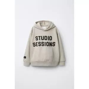 국내배송 ZARA 자라 주니어 키즈 바시티 인터록 후드 스웨트셔츠 크림 1880760712 1851986