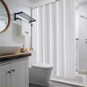 [셀러에이드]헬스장헤링본샤워커튼 화장실 부스 물튐방지 호텔 화이트샤워커튼