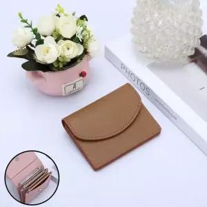 [셀러에이드]귀여운 3칸 심플 반지갑 동전 교통카드 버클 카드지갑 미니 PU 여자