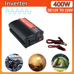 400W 휴대용 전원 인버터 차량용 인버터 태양광 인버터 USB DC 12V to AC 220V 변환 USB 배터리 클립 범용 소켓