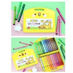 [셀러에이드]노랑싸인펜세트 24색싸인펜세트 안굴러가는 노랑 케이스