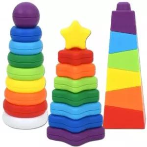 오즈토이 유아용 트리플 레인보우 쌓기 3종세트 별+탑+원 12280-3 링쌓기도형쌓기놀이 도쌓기 쌓기교구 쌓