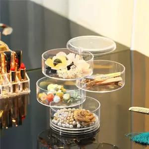 키밍 4단 회전식 보석함 쥬얼리 악세사리 보관함 수납박스 다용도 수납함 정리함 리빙 멀티 빈티지