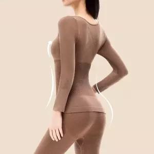 여성 슬림 스타일 보온 허리 라인 잡아 주는 겨울 이너 내복 세트 성인 기모 할머니 여자 내의 어른 얇은