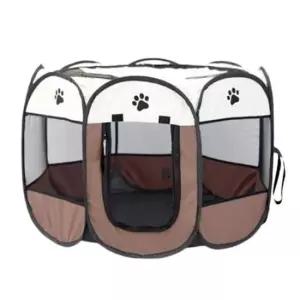 [반려] 강아지 팔각 원터치 텐트 브라운 특대 1P 애견 하우스