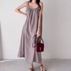 쿨 민소매 나시 롱 다솜결 원피스 민소매핏 한코디 여름 빅사이즈 여성 와일드펫 케주얼 쉬폰 휴양지