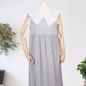 (보슈아)1165 여성 홈웨어 레이스카라 나시원피스 파나시 박스 롱원피스 여름 캐주얼 레이스원피스