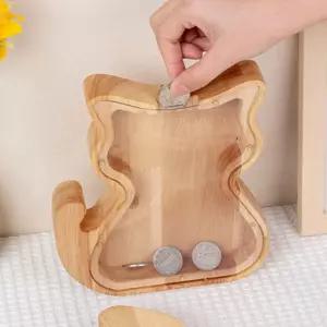 아크릴 우드 캐릭터 저금통 인테리어 4종 동전 귀여운 미니 예쁜 공룡 나무 돼지 지폐 고양이 특이한