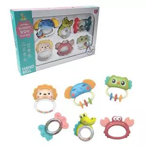 우리 아기 딸랑이 종합 놀이 세트 6P신생아 장난감 감각발달 애기 손딸랑이