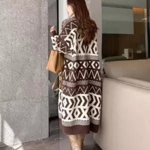 [신상오픈런]노르딕 롱가디건 오픈 배색 스트라이프 보헤미안 로브 (30491778)