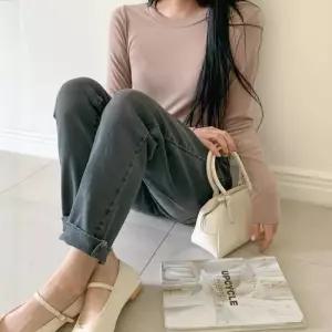 [신상오픈런]하이웨이스트 요크청바지 항아리 9부 테이퍼드 그레이진 (30489436)