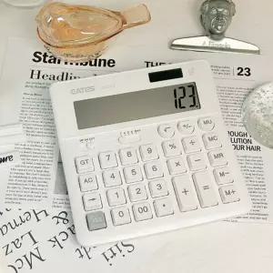 레트로 화이트 사무용 쌀집 계산기전자 회사 가계부 디지털 심플한 전자 일반 용계산기 수업용 업무용