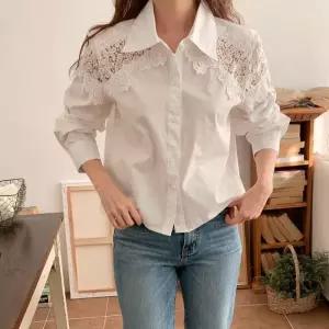 [신상오픈런]레이스 스트라이프셔츠 봄출근룩 여성면남방 시스루 (30486962)