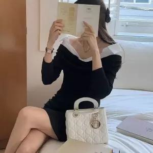 [신상오픈런]오프숄더셔츠 슬림핏 쇄골 슬림핏 a라인 미니원피스 (29252195)