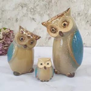 ABM도자기부엉이가족장식품블루 테이블 인테리어 꾸미기 조각상