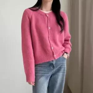 [신상오픈런]여성 울혼합 스판 골드버튼 절개 니트 카디건 (42297470)