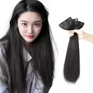 붙임가발 블랙 숱가 볼륨 부분앞머리피스 공용 정수리 여성 똑딱이