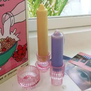 핑크 유리촛대 캔들 홀더 SET(3EA)꽃병 들홀더 인테리어소품 감성 촬영 티라이트 메탈 초들 아로마들