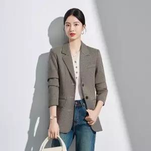 카키 모직 오피스룩 추동 재킷 정장 여성패션 코트 상의 도톰한 DL4