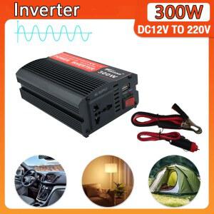 300W 휴대용 전원 인버터 차량용 인버터 태양광 인버터 USB DC 12V to AC 220V 변환 USB 배터리 클립 범용 소켓