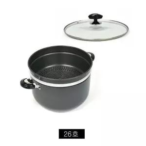 들통 경질 2단 곰솥 냄비 26호 27cm 유리뚜껑