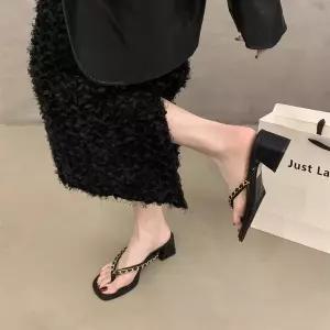 여자 빈티지 여름 트렌디 조리 통굽 밴드 샌들 메탈 신발 아이템 키높이 슬리퍼 아웃도어 M4 슈슈2 HT5