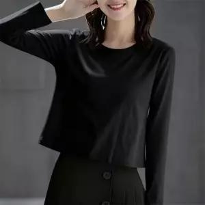 PVNQBTX014 빅 사이즈 봄가을 키작녀 세미크롭 루즈핏 무지티셔츠